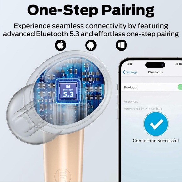 Brand New Monster N-Lite 203 AirLinks Wireless Earbuds, Bluetooth 5.3 - Picture 9 of 10